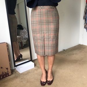 Brown checkered pencil skirt
